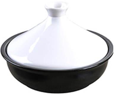 HAJHI Commercial Plat Tajine pour Gaz Cuisinières électriques Céramique Tajine Marocain avec Couvercle Traditionnel pour Cuisine(M,Blanc)