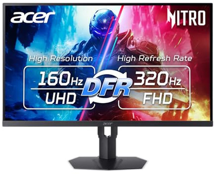 Acer Nitro 31.5” 4K UHD 3840x2160 Gaming IPS MiniLED Monitor | AMD FreeSync Premium | 160Hz Refresh Rate to FHD 320Hz (DFR) | Up to 0.5ms | 1x Display Port 1.4 & 2x HDMI 2.1 Ports | XV325QK V3bmiipprx