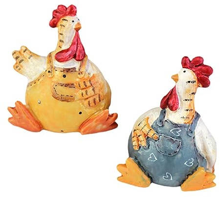 VICASKY 2 Stück Hühner Garten Deko aus Kunstharz Hühnerförmiges Ornament für Ostern Niedliche Hühnergarten Dekoration für Balkon
