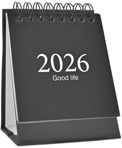 SGQTZDZQ Mini-Tischkalender 2024/25 UK, PC-Schreibtischzubehör, Schreibtischkalender 2025, schlicht, einfarbig, kleiner akademischer Kalender 2025, für Büro, Schule (Schwarz 2026)
