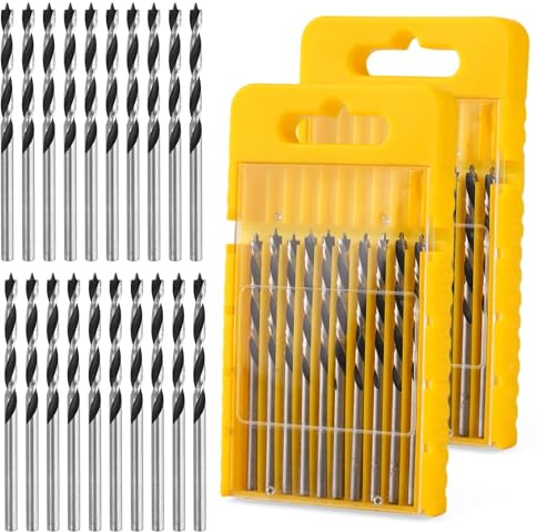 20 Pièces Mèche Hélicoïdale en Bois, 3mm Jeu de mèches à Bois | Mèches de Perçage Brad Point, Foret boies Long Set, pour dur, Contreplaqué, Plastique Trous Ronds Dans Tous les Types