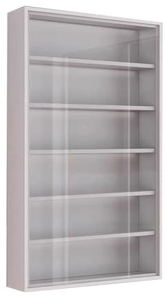 Wandvitrine, 4/5/6/7 Etagen, Glasvitrine, Figuren & Sammlerstücke, stilvolle Aufbewahrungsregale für Wohnzimmer & Schlafzimmer, Ornamente, weißes Finish