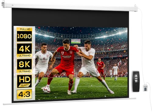 HOMCOM Beamer Leinwand 293x193cm 120 Zoll 16:9 Elektrisch mit Fernbedienung | HD 4K Projektionsleinwand, Rollo-Leinwand, für Wand- und Deckenmontage, für Heimkino, Büro