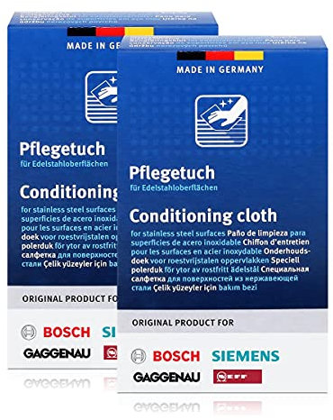 BSH Edelstahlpflegetücher für Bosch, Siemens, Gaggenau, Neff (2er Pack)