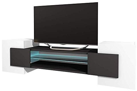 Selsey GAELIN - Mobile TV Moderno/Porta TV per Salotto/Tavolino TV 160 cm/Luci LED/Bianco e Nero