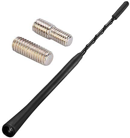 Antena Coche Corta Universal, Antenas De Radio para Automóvil De 9 Pulgadas, Mástil De Antena Auto De Repuesto con Adaptador De 5 Mm 6 Mm, Excelente Recepción A Través De Radio FM/Am/Dab, Negro