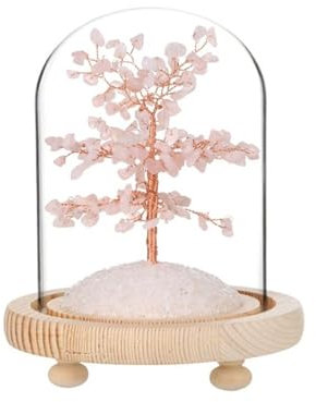 Arbre du Bonheur sous cloche Quartz Rose