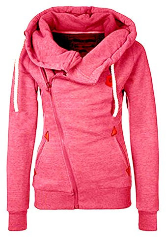Newbestyle Femmes Veste de survêtement Vicky Pull à Capuche zippé Tops Femmes Pull à Capuche,Rose Red,L