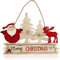 com-four® Hängedeko Weihnachten - Holz-Aufhänger Schriftzug mit Santa Claus und Elch - Türschild Christmas aus Holz für Tür, Fenster oder Wand (Elch Schriftzug)