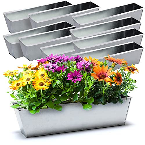 BigDean 10er Set Zink Paletten Blumenkästen - Einsatz 38cm groß Silber - aus Metall verzinkt - Zinkkasten Pflanzkasten Balkonkasten Blumentopf für Europaletten