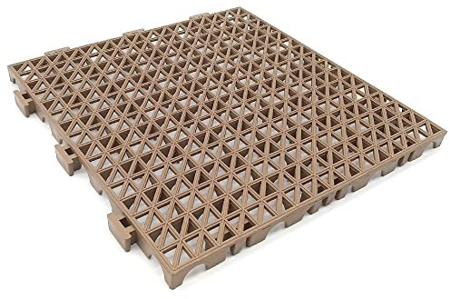 Lot économique de 100 dalles en PVC renforcé (11 m² env. Marron) - Piscines, garages, ateliers, zones humides, passage de véhicules, lave-auto
