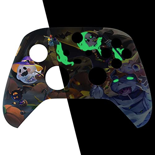 eXtremeRate Front Gehäuse Case für Xbox Series X&S Controller, Custom Vorderseite Hülle faceplate Skin Shell Cover für Xbox Core Controller-Halloween Candy Night, leuchtet im Dunkeln