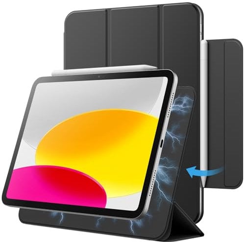 JETech Funda Magnética para iPad (A16) 11.ª/10.ª Generación (2025/2022), Accesorio Magnético, Slim Carcasa con Auto-Sueño/Estela (Negro)