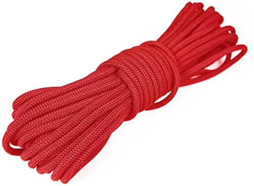 KuTi Kai Corde en nylon de 20 m, corde puissante pour l'escalade et la traction,Multifonctionnelle,Corde de suspension épaisse pour bâche de jardinage, bricolage et regroupement (rouge, 12 mm)