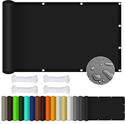 Sonnensegel Rechteckig 1.2 x 5 m Rechteckig Wasserdicht UV Schutz Sonnensegel Leinwand inkl Befestigungsseile für Garten Terrasse Camping, Schwarz