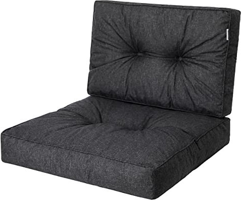 PillowPrim, Palettenkissen, Stulhkissen, Rattansessel, Outdoor, Auflage, Sitzkissen, Stuhlkissen, Rattanmöbel, Schwarz, 50 x 50 cm