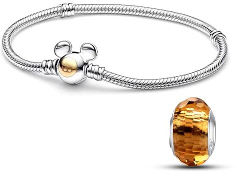 HappyStar armkette damen silber 925, kompatibel mit Pandora Charms, Mickey Mouse Kopf Verschluss armband damen.Geschenke für Teenager-Mädchen, Frauen und Kinder.