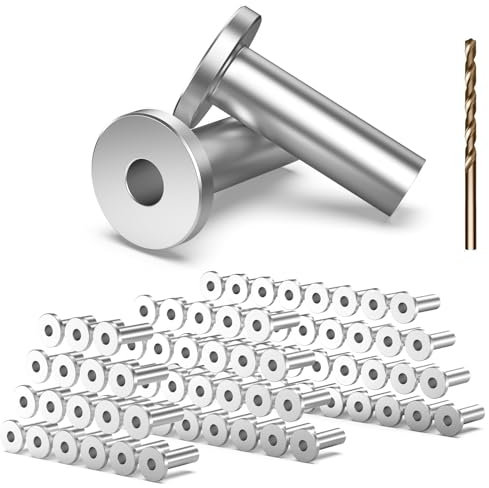 TooTaci 120 Pack T316 Stainless Steel Protector Sleeves Inner Thickened for Metal/Wood Post of 1/8 Cable Railing Kit, Marine Cable Railing Hardware for 1/8 Wire Through No Gap for Railing Decor ﻿