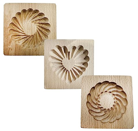 Keksform aus Holz, 3D-Backform, Prägung, Basteln, Dekorieren, Backwerkzeug, geeignet für Halloween, Thanksgiving, Weihnachten, Küche, DIY (Cookies-A-3PCS)