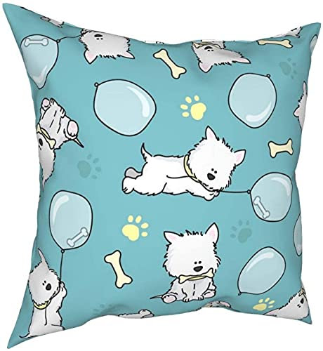 Kissen-Bezug Welpe Westie-Hund 45X45Cm Zierkissenbezüge Dauerhaft Kissenhülle Luxus Kissenbezug Für Patio Bauernhaus Auto