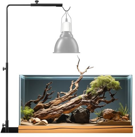 BrightArk Support de Lampe Chauffante pour Reptile Terrarium, Réglable Hauteur de 35 à 62 cm, Support de Lampe Chauffante Terrarium Cages pour Tortue Lézard Serpent, Métal Noir