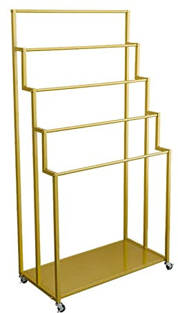 MUMICO Display Stand Retail Store Pant Organizers and Storage Carts, 5-Tier Scarf Display Ladder Shelf, Floor Standing Blanket/Towel Organizer Rack Holder