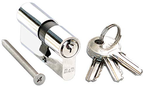 M&D Schließzylinder 35/40 mm Profilzylinder Nickel Doppelzylinder mit 3 Schlüsseln Türzylinder für Innen- und Außentüren (Nickel, 35/40)