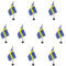 AZ FLAG - 10 Stück Schweden-Tischflagge – 15 x 10 cm – 10 Mini-Flaggen aus Schweden, 100% Polyester, mit Fahnenstange von 25 cm und Sockel aus schwarzem Kunststoff