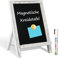 QUEENLINK Kreidetafel Magnetisch Blackboard 24.2×35.6cm Kreidetafel Aufsteller Klein Tafel zum Beschriften mit Weiß Holzrahmen Memoboard für Küche