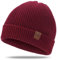 BARFULKER Beanie Mütze Damen Herren, Winter Warm Strickmütze Wintermützen Thermo Laufmützen Dehnbare Weiche Wollmütze mit Bündchen und Dickem Warmem Futter Geschenk Unisex,Rot