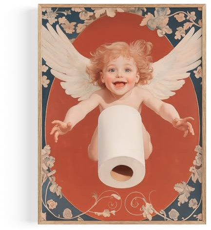 OHBIMBA® Poster Deco Salle De Bain Tableau Humour WC Affiche Décoration Murale Toilette Cadre Toilettes Vintage Cuisine Moderne Plaque Murale Amusante Style Classique (Avec Cadre - 30x40cm)