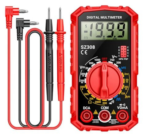 Multimètre numérique AC ANENG SZ308, 23 fonctions, avec écran LCD et câbles de test