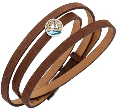 DUR Schmuck Lederarmband Wickelarmband Braun mit Sandelement SANDSTRAND A1597
