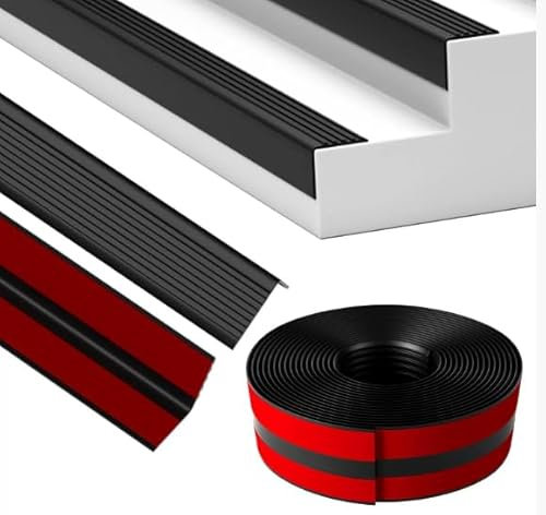 Hengrongshen Perfil de borde de escalera autoadhesivo, antideslizante, impermeable y antideslizante, protección para bordes de escaleras para exteriores e interiores (4 m)