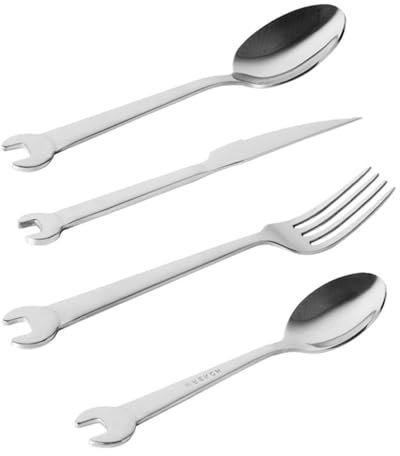 304 StainlSteel Tableware CreatWrench Shape Spoon Dinner Steak Cutter Spanner Cutlery Fruit Dessert Tea Picnic Flatware