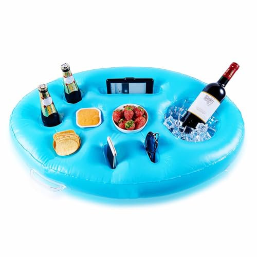 Porte-boisson gonflable à 9 trous – Tasse flottante et serveur à fruits pour piscine, jacuzzi et plage – PVC anti-fuite pour adultes, enfants et plaisir dans l'eau