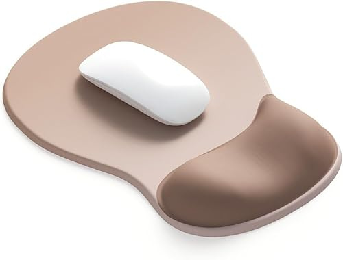 Ergonomisches Mauspad mit Gelkissen,Mousepad mit Handauflage,Rutschfester Basis Mausmatte mit Handgelenkpolster Handauflage für Computer Laptop (Mocha Sand)