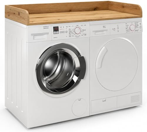 regalik Piano di Lavoro per Lavatrice 12 x 120 x 50 cm, Rovere Evoke | Soluzione salvaspazio per bagno e lavanderia, superficie facile da pulire, vano portaoggetti aggiuntivo