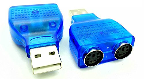 zdyCGTime (2-pack blu tastiera mouse USB a maschio a doppio PS/2 connettore femmina, nuovo USB maschio a 2 PS/2 femmina adattatore attivo t-splitter