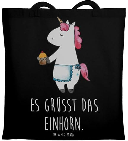 Mr. & Mrs. Panda Tragetasche Einhorn Muffin - Geschenk, Unicorn, Einkaufstasche, Einhorn Deko, Stofftasche, Einhörner, Jutetasche, Umhängetasche,