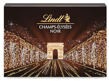 Lindt - Boîte CHAMPS-ÉLYSÉES Noir - Assortiment de Chocolats Noirs - Pralinés, Croustillants et Onctueux -Idéal pour Noël, 470g