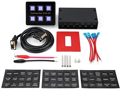 KIMISS 12V/24V 6 Gang LED Panel de interruptor, Cuadro de panel de control de pantalla táctil para Coche Barco de Universal