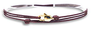 Made by Nami Dünnes Wickel-Armband Herren & Damen mit Karabiner-Haken Verschluss Handmade - Maritimer Surfer Schmuck - Minimalistisches Stoff-Armband - 100% Wasserfest & verstellbar (Weinrot Gold)