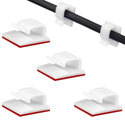 SOULWIT® 50Pcs Clips Organizador de Cables Autoadhesivo, Gestión de Cable Eléctrico, Clips de Cables para Cable de USB, TV, Cargador, Audio Mesa, Oficina, Casa