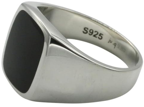 Feiner Siegelring mit Onyx aus massivem Silber 925, Größe:68 (21.7 mm)