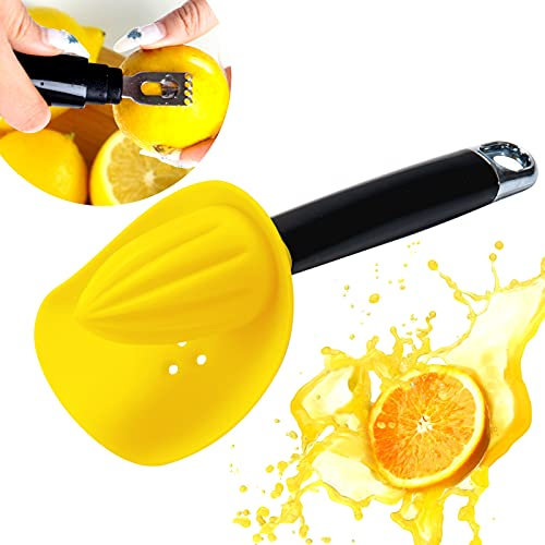 HSDSH 3 in 1 Citrus Lemon Orange Juicer & Zester Grater hand Manual lime press squeezer with Seed Catcher Stainless Steel Cheese Grater for Kitchen(Yellow)