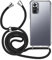 MyGadget Handykette für Xiaomi Redmi Note 10 - [ TPU Hülle mit verstellbaren Band ] - Handyhülle mit Handyband zum Umhängen Kordel Schnur Case Schutzhülle Schwarz Muster