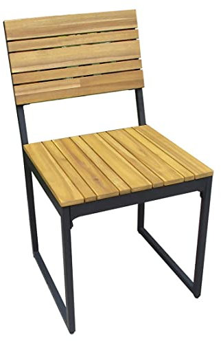 OUTLIV. Gartensessel Floris, Stahl Akazie, wetterfest, Teaklook, Industrial-Style, robust, pflegeleicht, für den Außenbereich, 45x54x82,5 cm