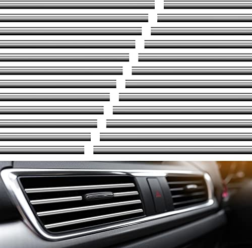 20 Pcs Car Vent Decoration Strips，PVC Car Decoration Interior，Universal Car Air Vent Trim, Silver Car Accessories for All Straight Air Vent Outlet