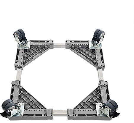 Verve Jelly Universal Appliance Wheels Adjustable Fridge Freezer Trolley Movable Furniture Dolly Roller Mobile Base with 4 Rounds Swivel Wheels for Washer Machine, Drier, Refrigerator, Grey